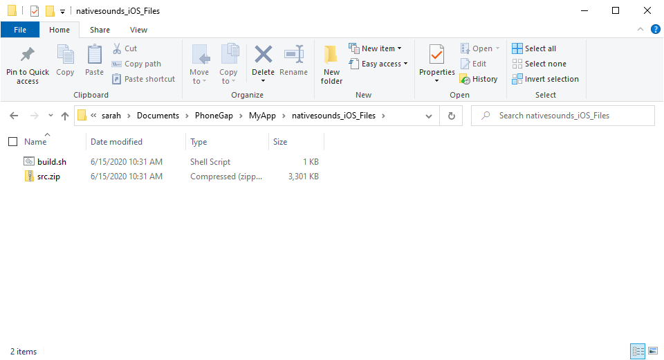 The Build Script is created within a folder in the Target Project Build Folder, specified in the Cordova CLI Builder